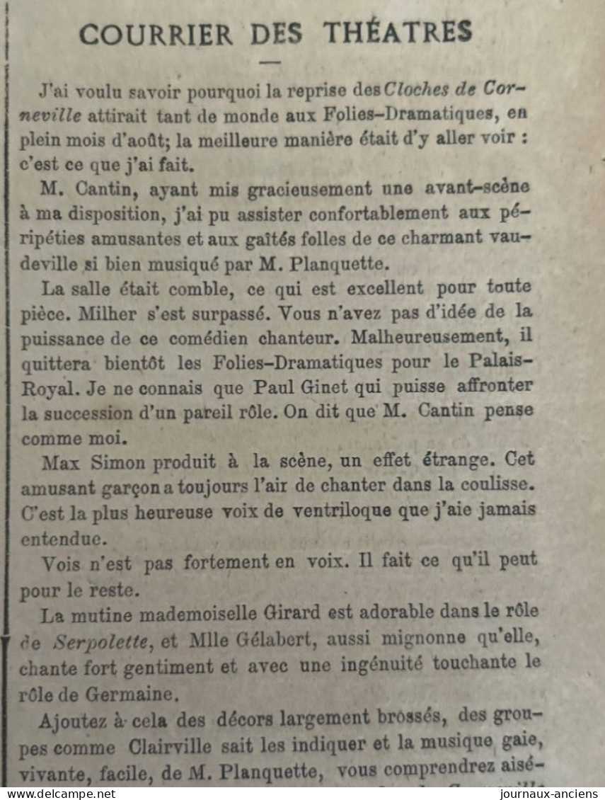 1877 LE JOURNAL DES ABRUTIS - VEINARDS DE RÉSERVISTES - GAGNY - ROMAINVILLE - NOGENT SUR MARNE - CLOCHES DE CORNEVILLE - 1850 - 1899