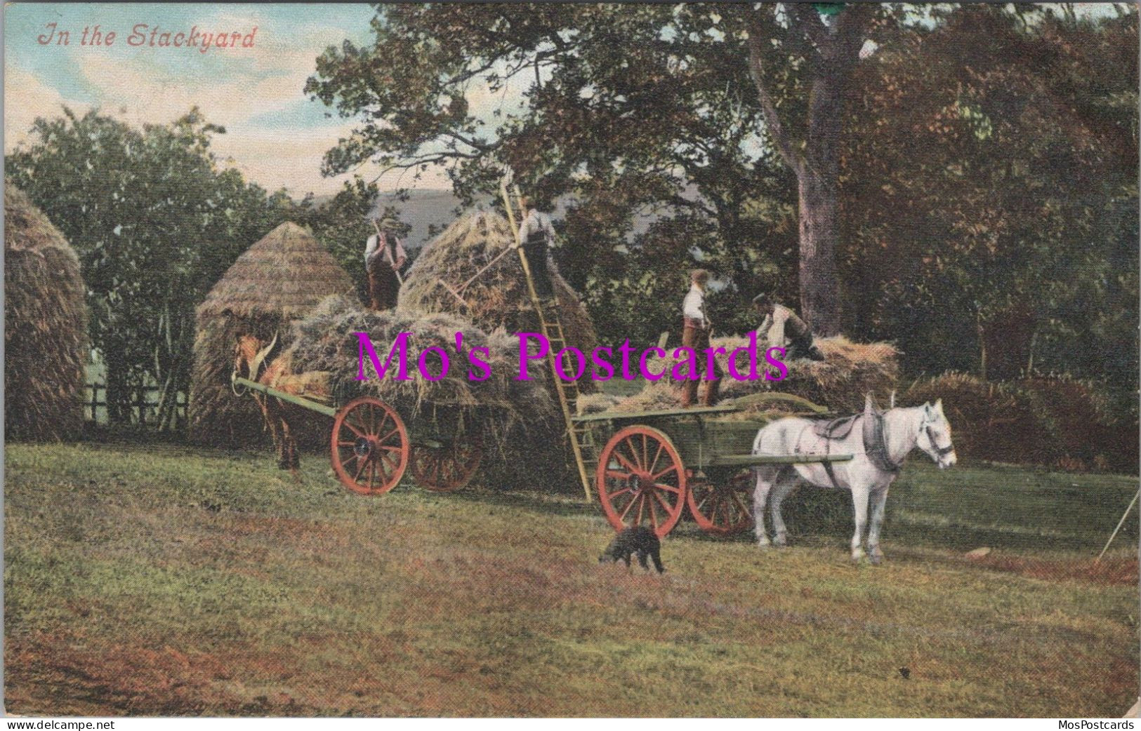 Farming Postcard - In The Stackyard, Hay Carts   DZ153 - Farmers