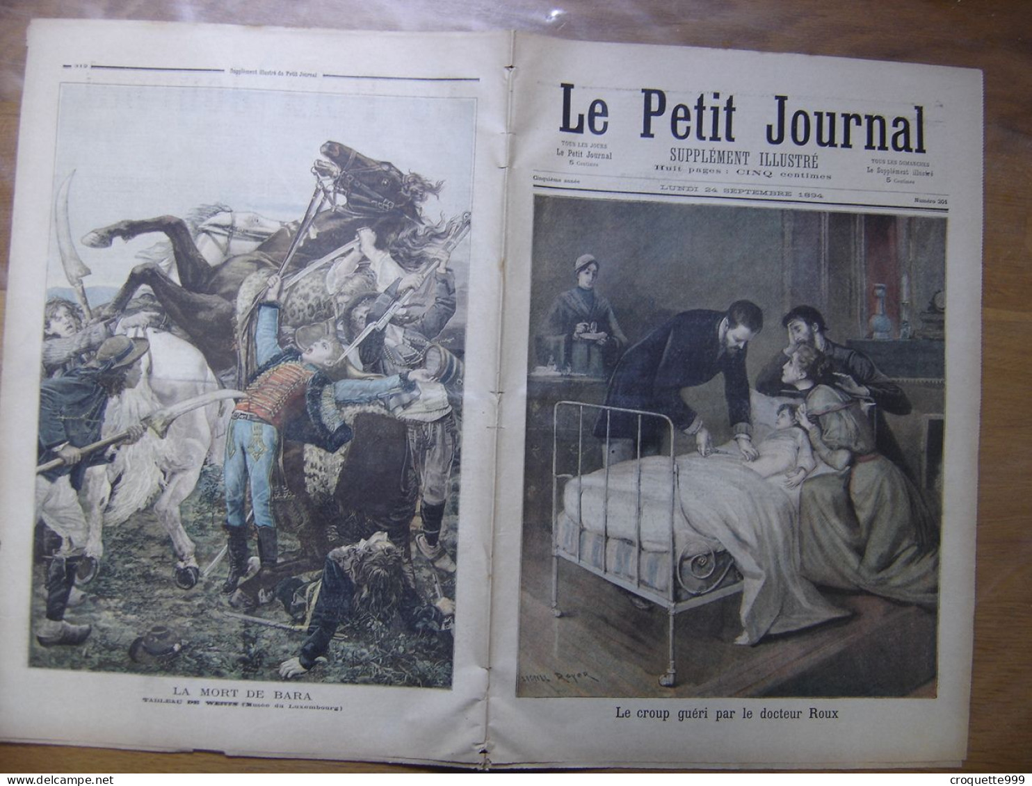 1894 LE PETIT JOURNAL 201 Croup Gueri Par Le Docteur Roux Mort De Bara - 1850 - 1899