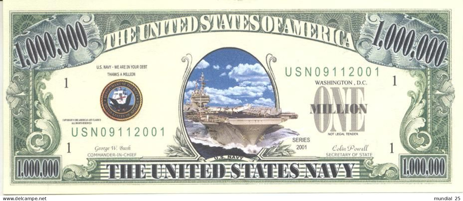 NOVELTY MONEY - THE UNITED STATES NAVY - Andere & Zonder Classificatie