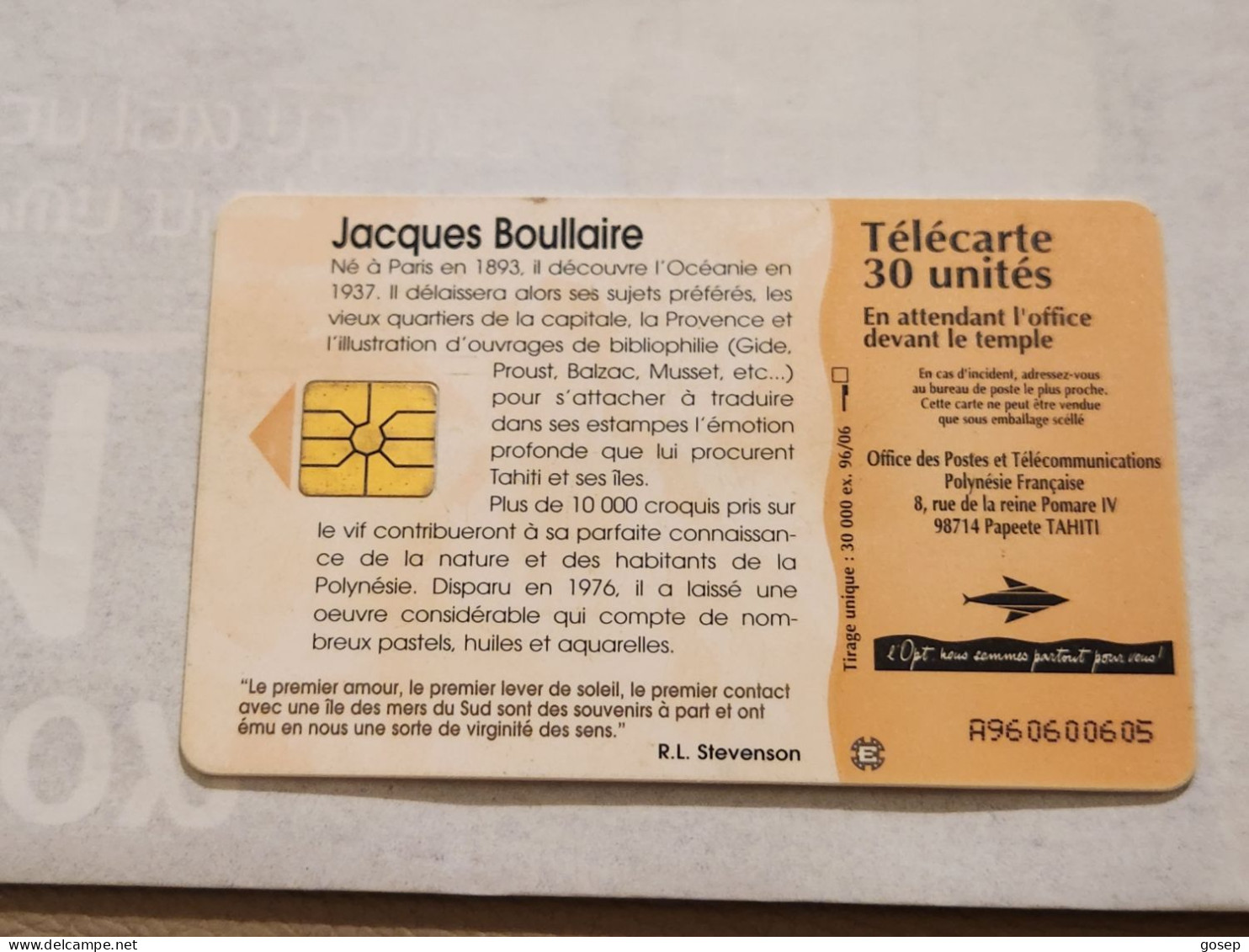 Polynesia-(FP-044)-En Attendant L'office-(24)-(A960600605)-(30units)-(tirage-30.000)-used Card - French Polynesia