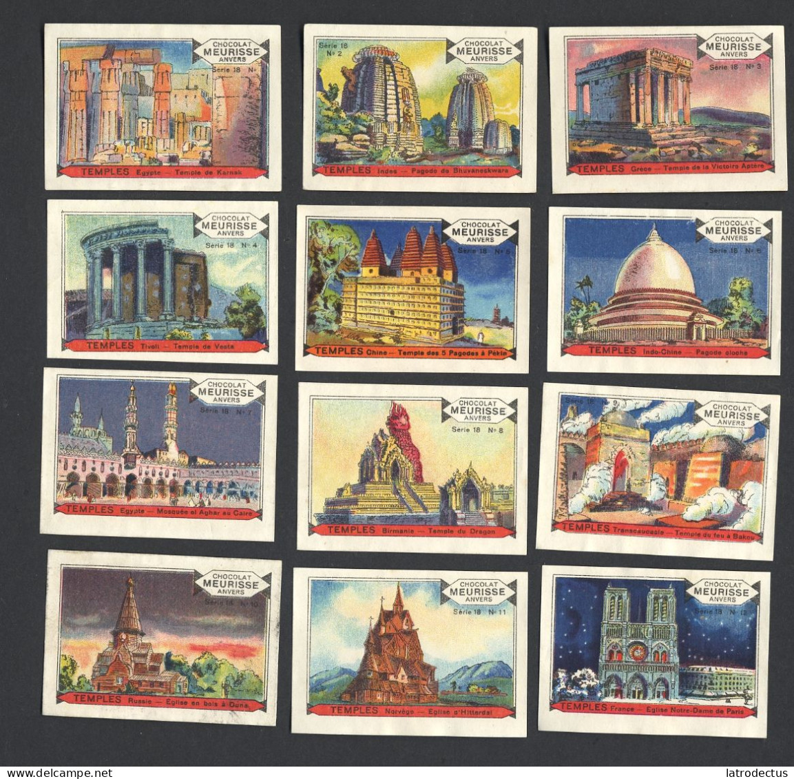 Meurisse - Ca 1930 - 18 - Temples, Tempels - Full Serie - Other & Unclassified