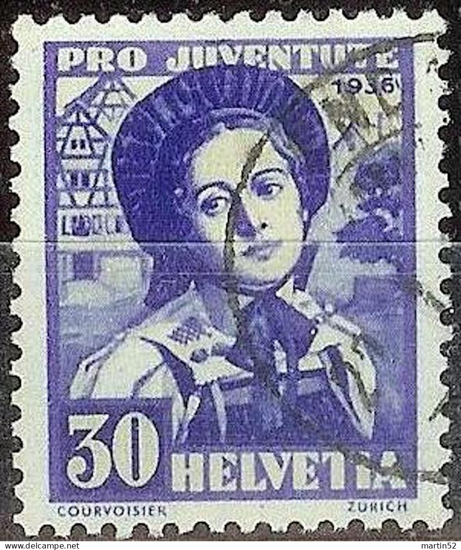 Schweiz Suisse Pro Juventute 1936: ZÜRICH Zu WI 80 Mi 309 Yv 301 Mit Stempel BIEL (BIENNE) 22.I.37 (Zumstein CHF 46.00) - Used Stamps