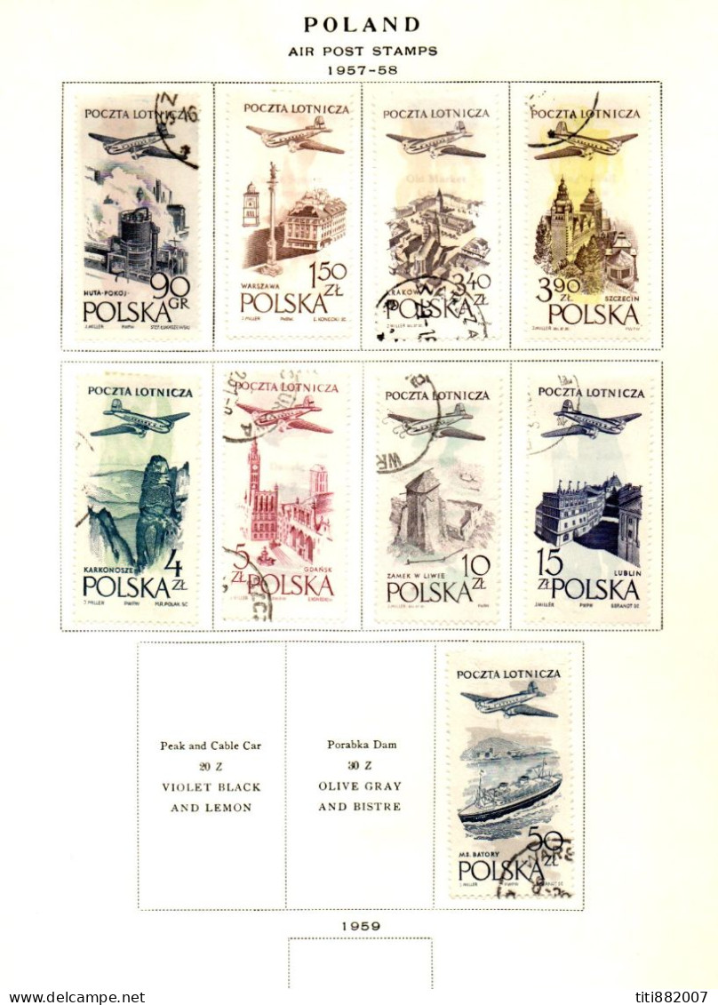 POLOGNE - 1957.  Série   Sur  1  Page  D' Album.   Avions  /  Aéro. - Gebraucht