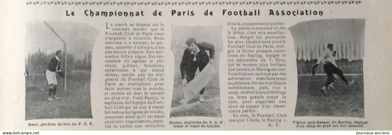 1904 FOOTBALL - CHAMPIONNAT DE PARIS - STADE DE JOINVILLE - FOOTBALL CLUB DE PARIS - RACING - LA VIE AU GRAND AIR - Libri