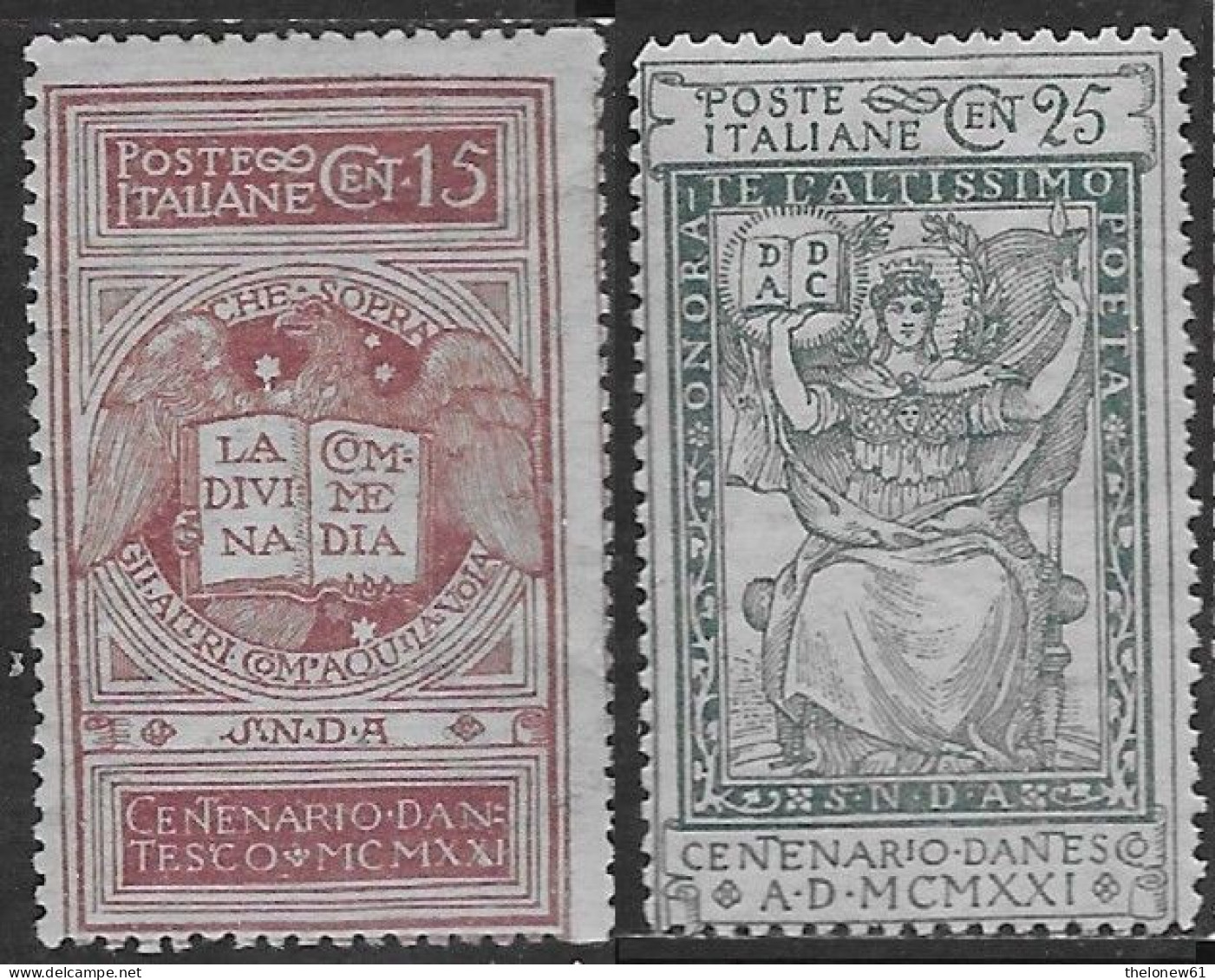 Italia Italy 1921 Regno Dante Alighieri 2val Sa N.116-117 Nuovi MH * - Neufs