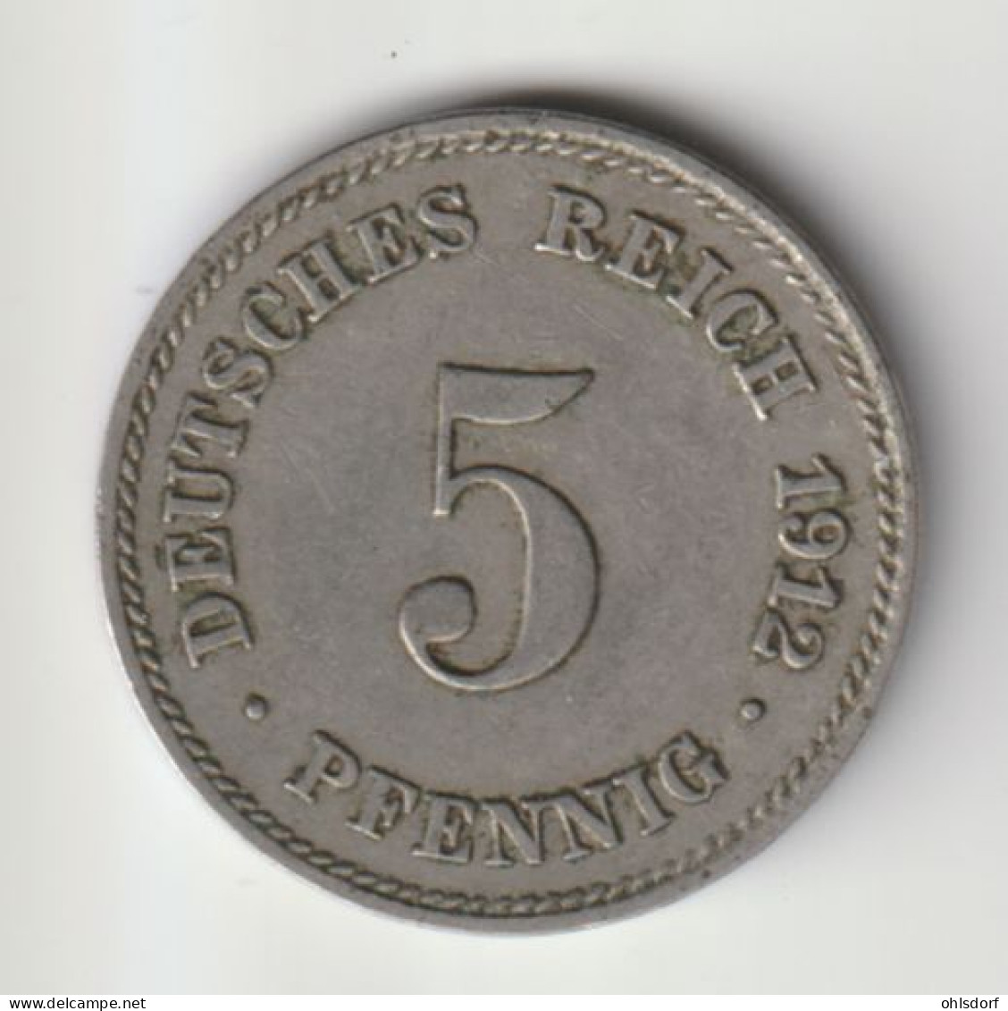 DEUTSCHES REICH 1912 J: 5 Pfennig, KM 11 - 5 Pfennig