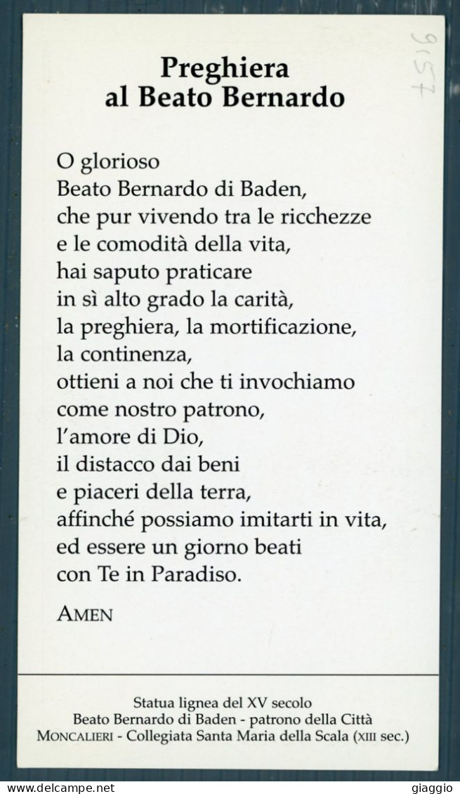 °°° Santino N. 9157 - Beato Bernardo Di Baden °°° - Religion & Esotericism