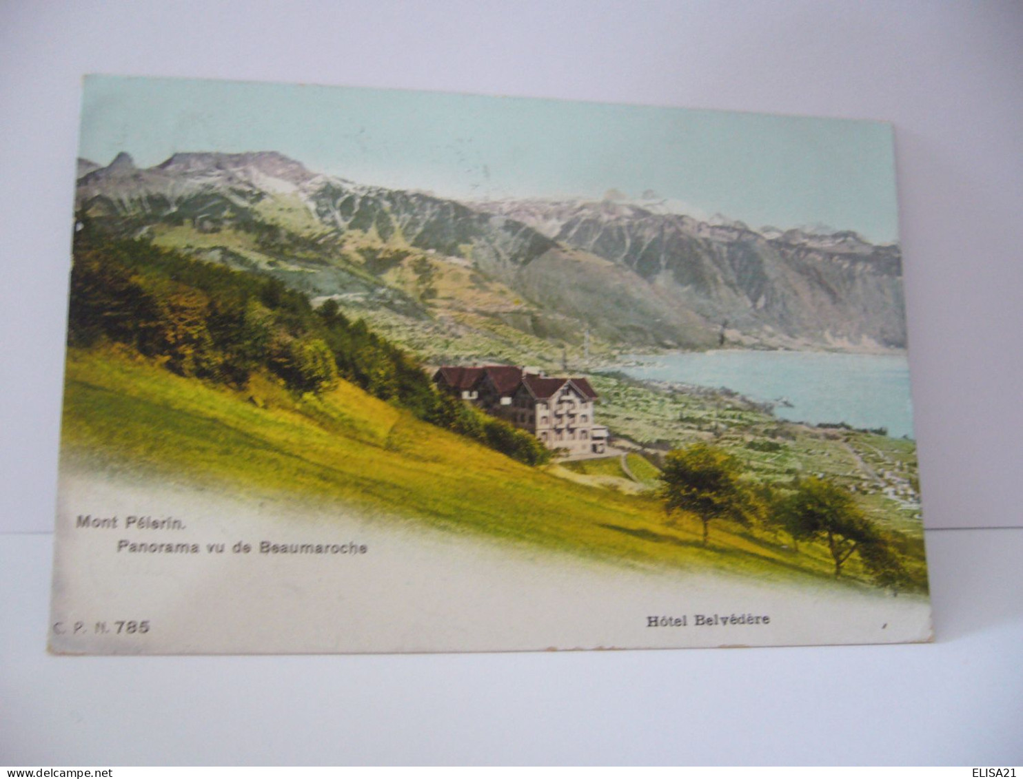 LE MONT PELERIN SUISSE VD VAUD PANORAMA VU DE BEAUMAROCHE HOTEL BELVEDERE CPA 1909 - Autres & Non Classés