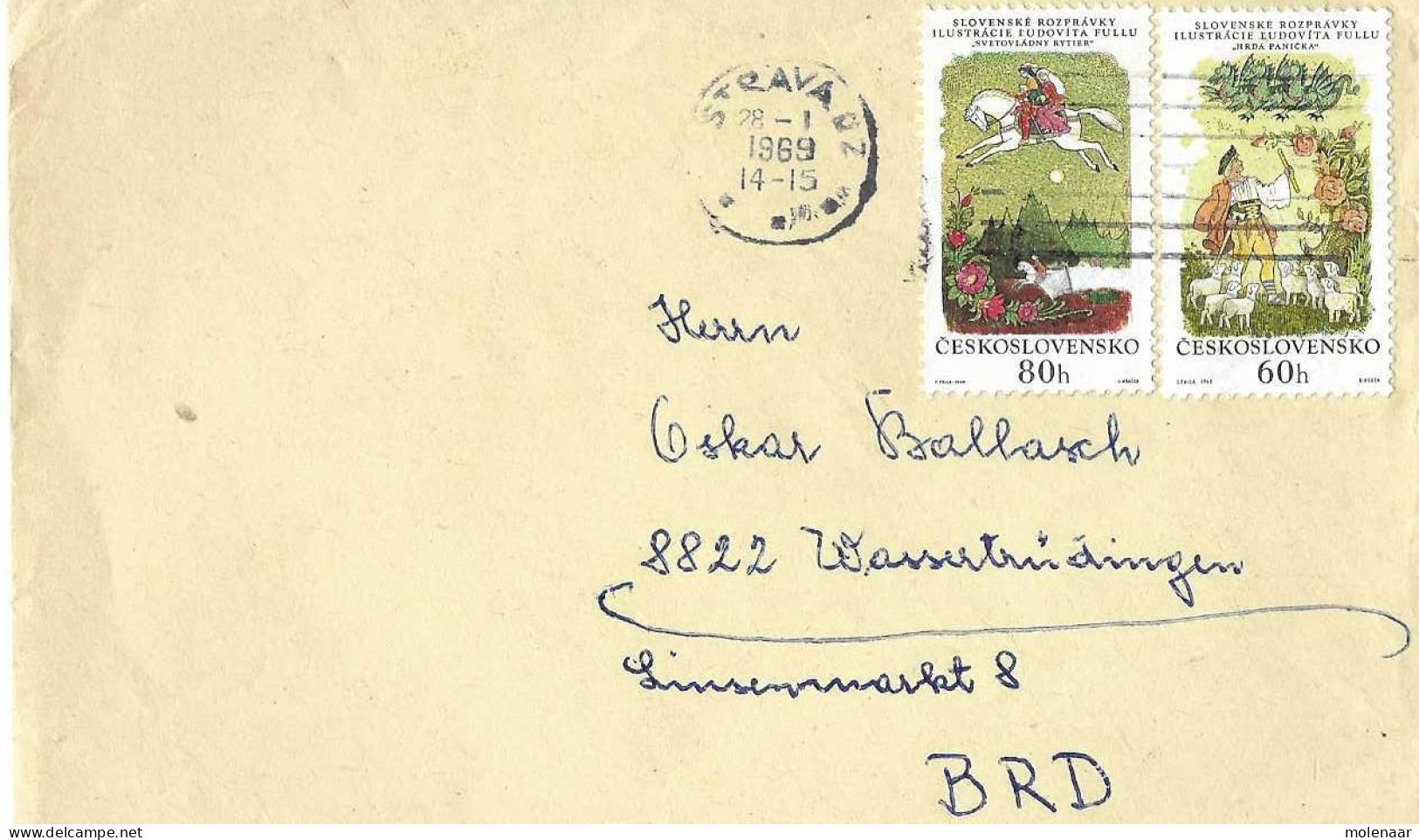 Postzegels > Europa > Tsjechoslowakije > 1960-69 > Brief Uit 1969 Mat 2 Postzegels (16934) - Lettres & Documents