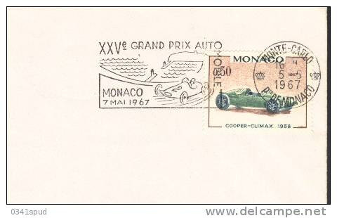 1967   Monaco Course Auto  Corsa Auto Racing  Formula 1 Sur Lettre - Auto's