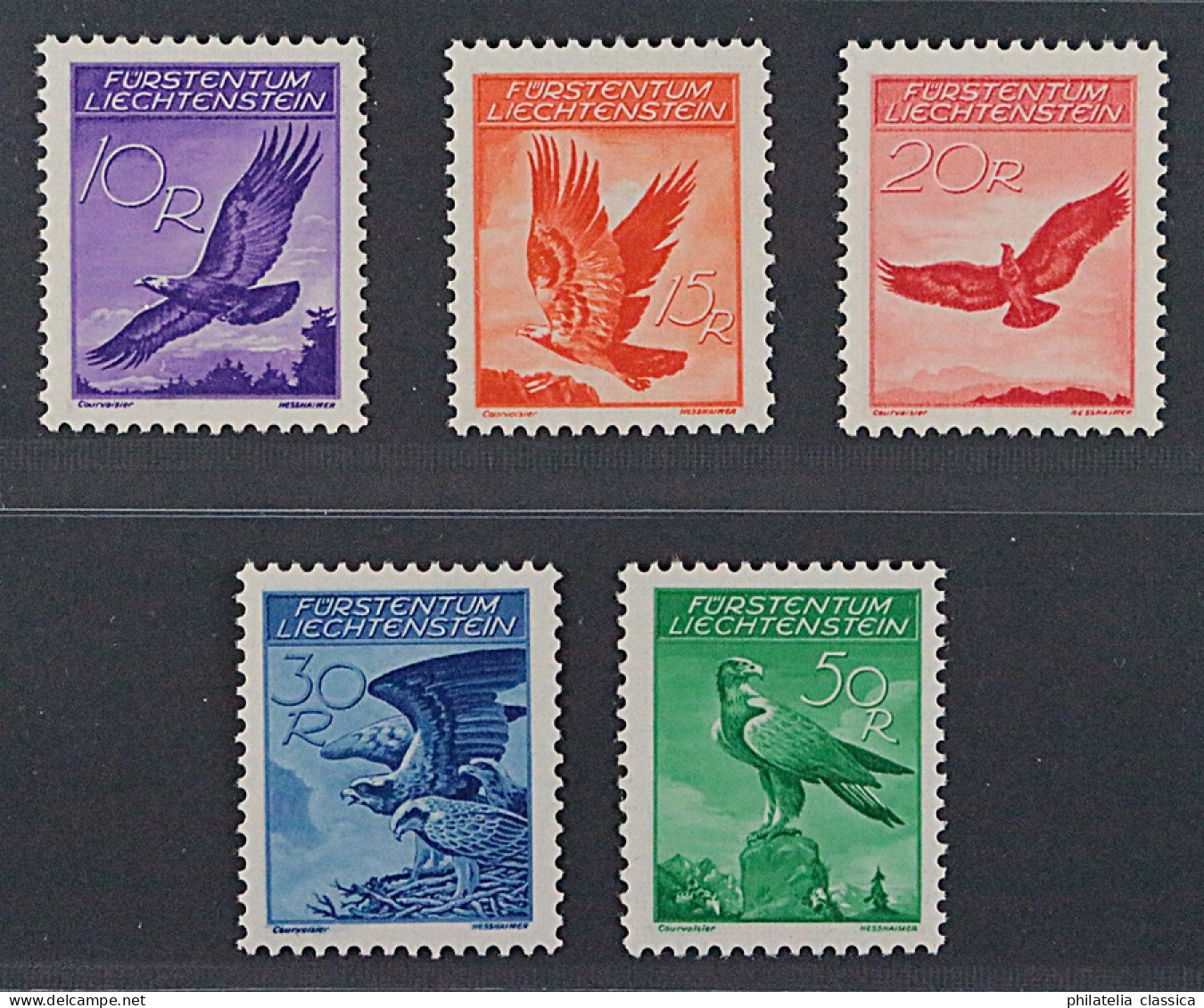 Liechtenstein  143-47 Y **  Adler 1934, Geriffelt Gummi, 5 Werte Komplett, Postf - Unused Stamps
