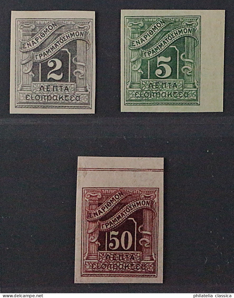 Griechenland  26, 28, 34 U ** Portomarken 1902, 3 Werte UNGEZÄHNT, Sehrn Selten - Nuevos