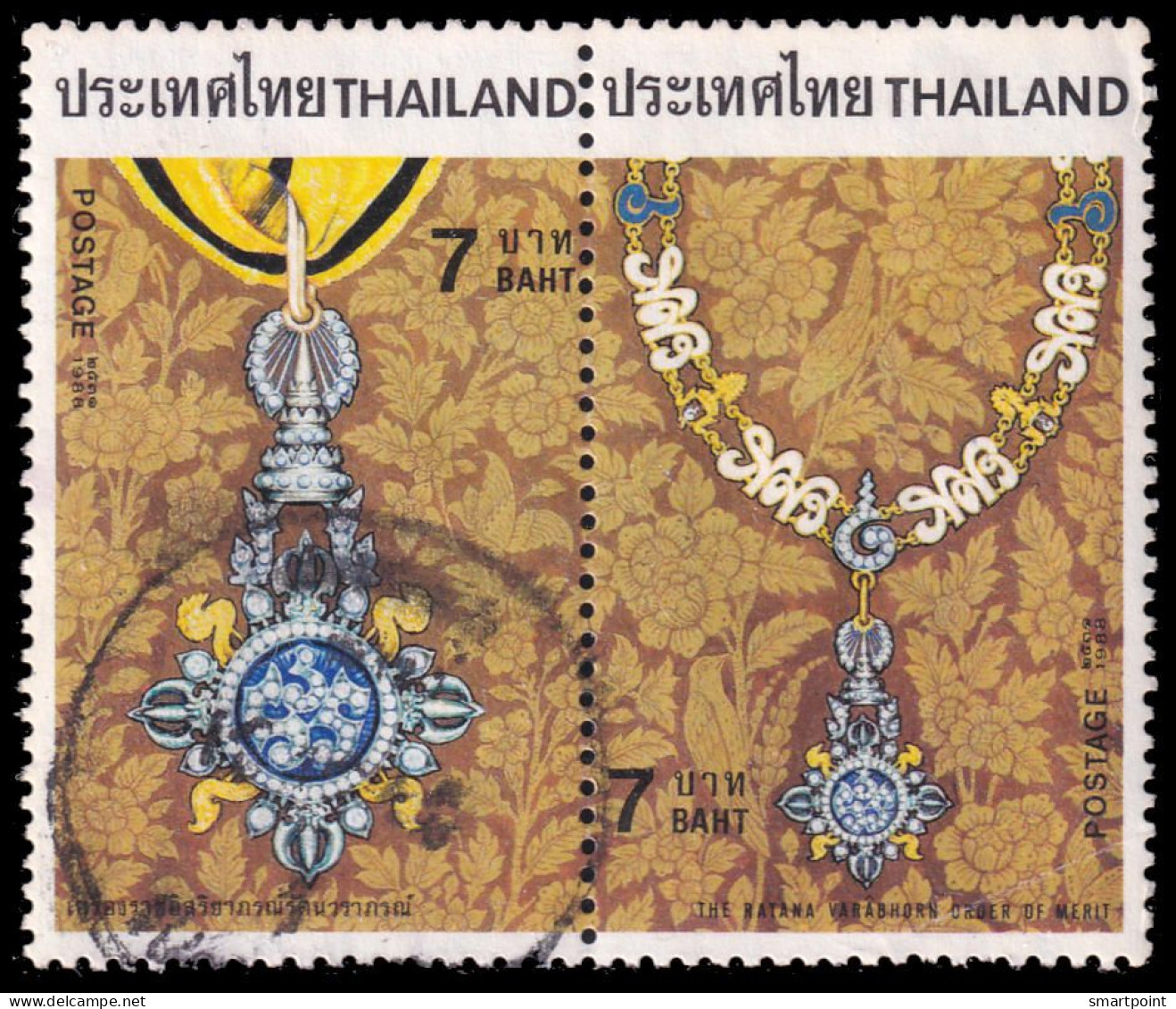 Thailand Stamp 1988 Royal Decorations (2nd Series) 7 Baht In Pair - Used - Thaïlande
