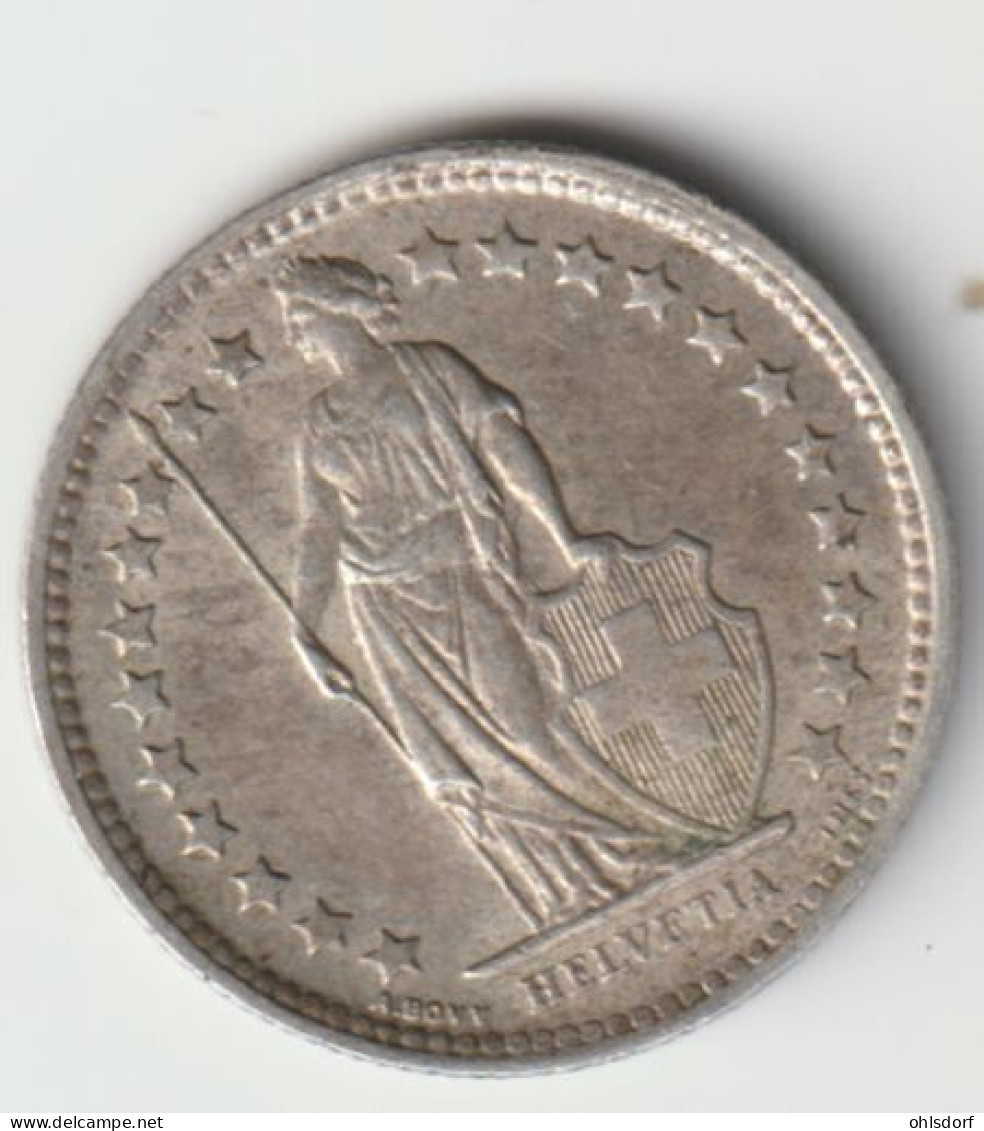 HELVETIA 1958: 1/2 Fr., Silver, KM 23 - 1/2 Franc