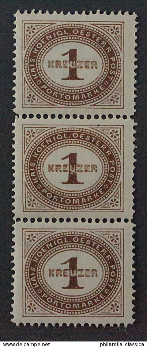 Portomarken 1 D **, 1 Kr. DREIERSTREIFEN, Seltene Zähnung, Postfrisch, KW 360,-€ - Postage Due
