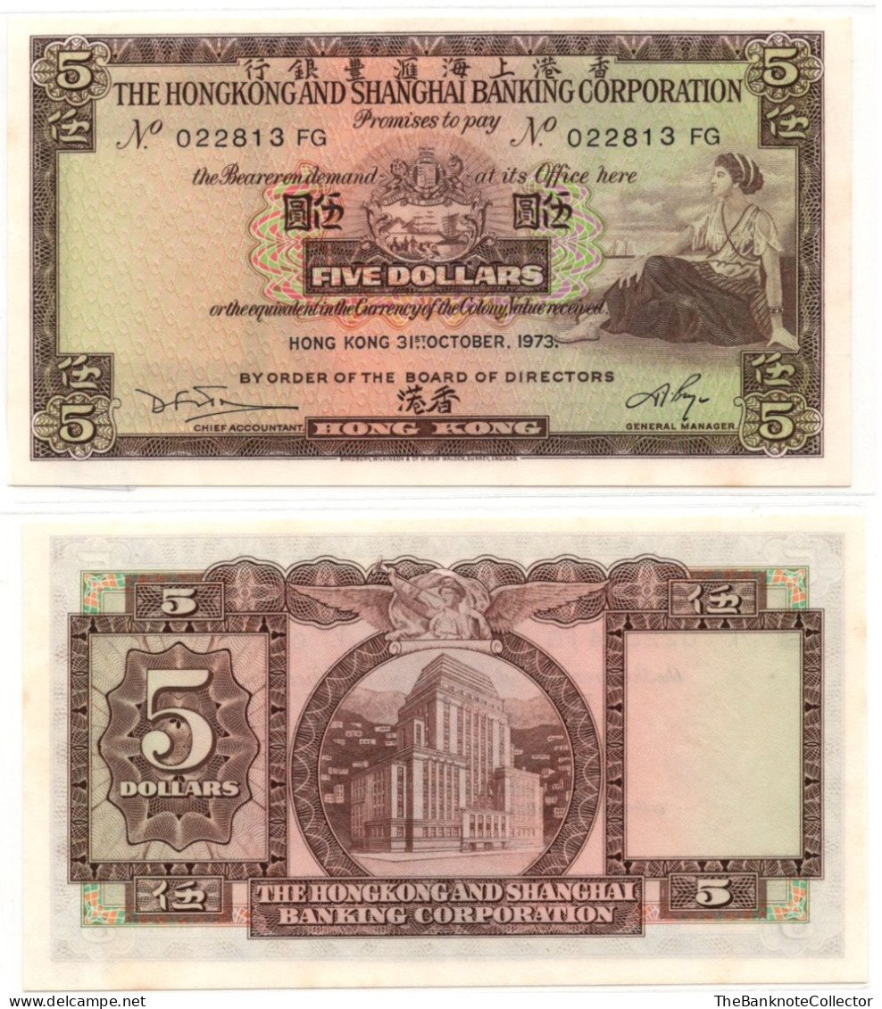 Hong Kong HSBC Bank 5 Dollars 1973 UNC P-181 - Hongkong