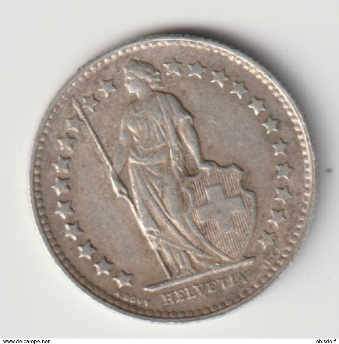 HELVETIA 1952: 1/2 Fr., Silver, KM 23 - 1/2 Franc