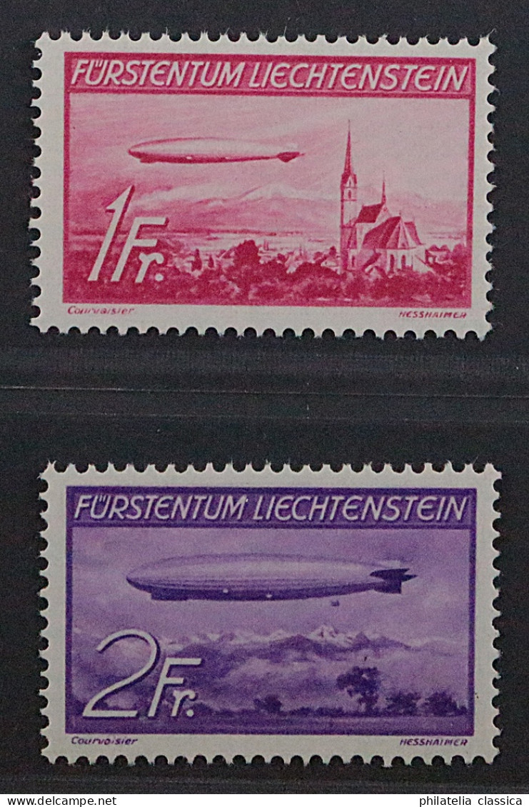 1936, LIECHTENSTEIN 149-50 ** Zeppelin 1+2 Fr. Komplett, Postfrisch, 250,-€ - Ongebruikt