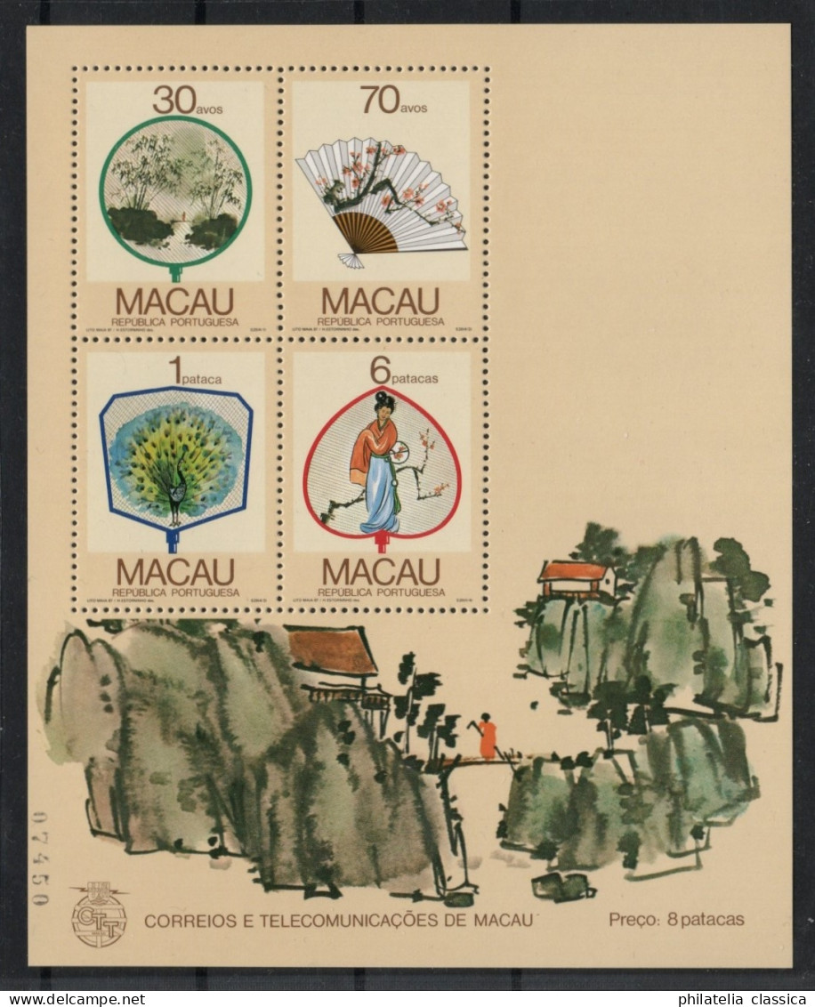 1987 MACAU / MACAO Bl. 6 ** Block Fächer, Postfrisch TOP-Qualität, Selten, 500,€ - Ongebruikt