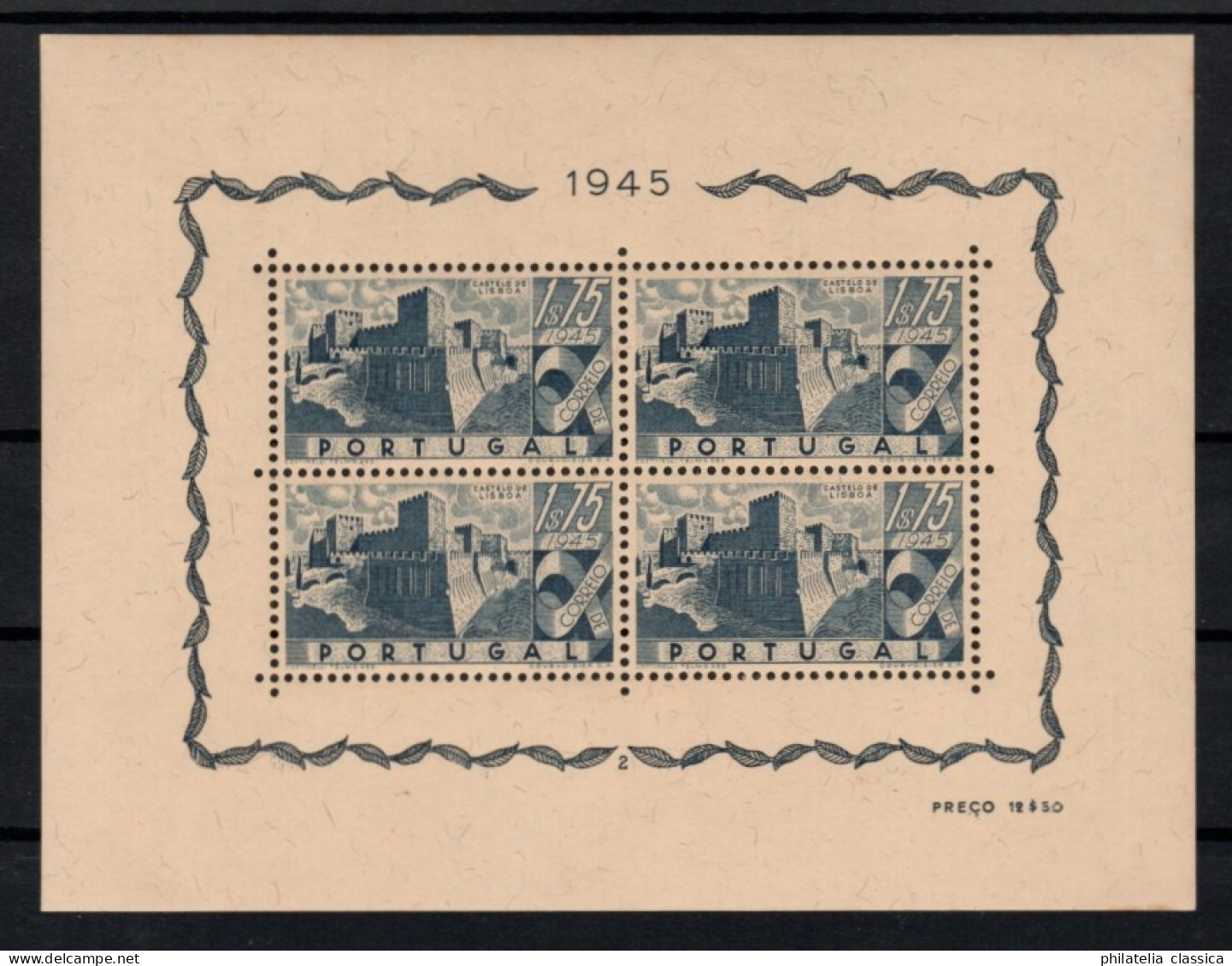 1946, PORTUGAL   Bl. 10 ** Block Portugisische Burgen, Postfrisch, 240,-€ - Neufs