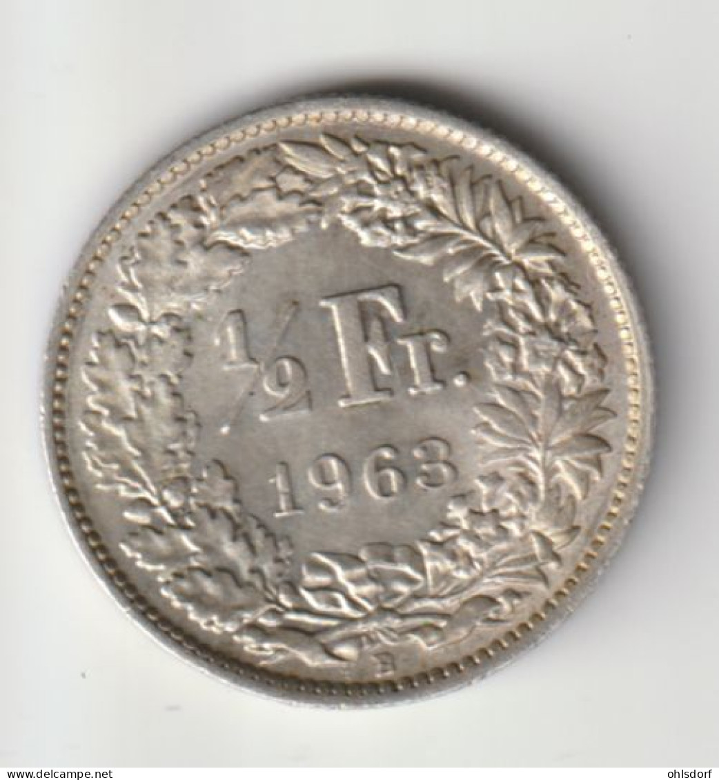 HELVETIA 1963: 1/2 Fr., Silver, KM 23 - 1/2 Franken