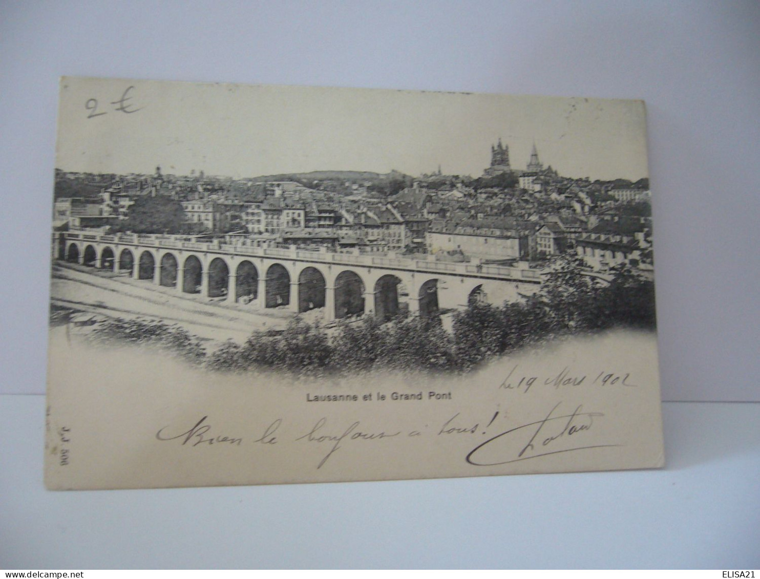 LAUSANNE  ET LE GRAND PONT SUISSE VD VAUD CPA 1902 - Lausanne