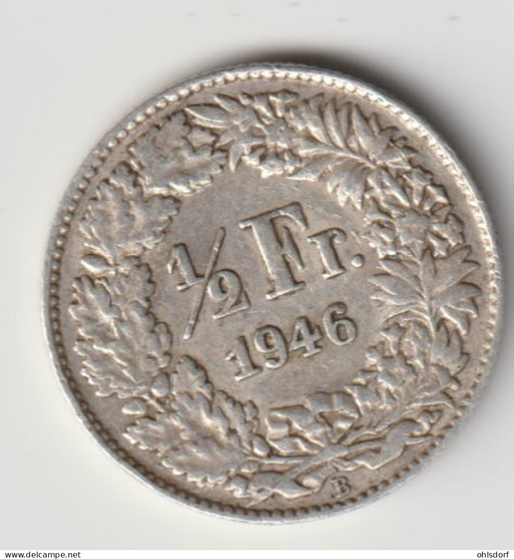 HELVETIA 1946: 1/2 Fr., Silver, KM 23 - 1/2 Franc