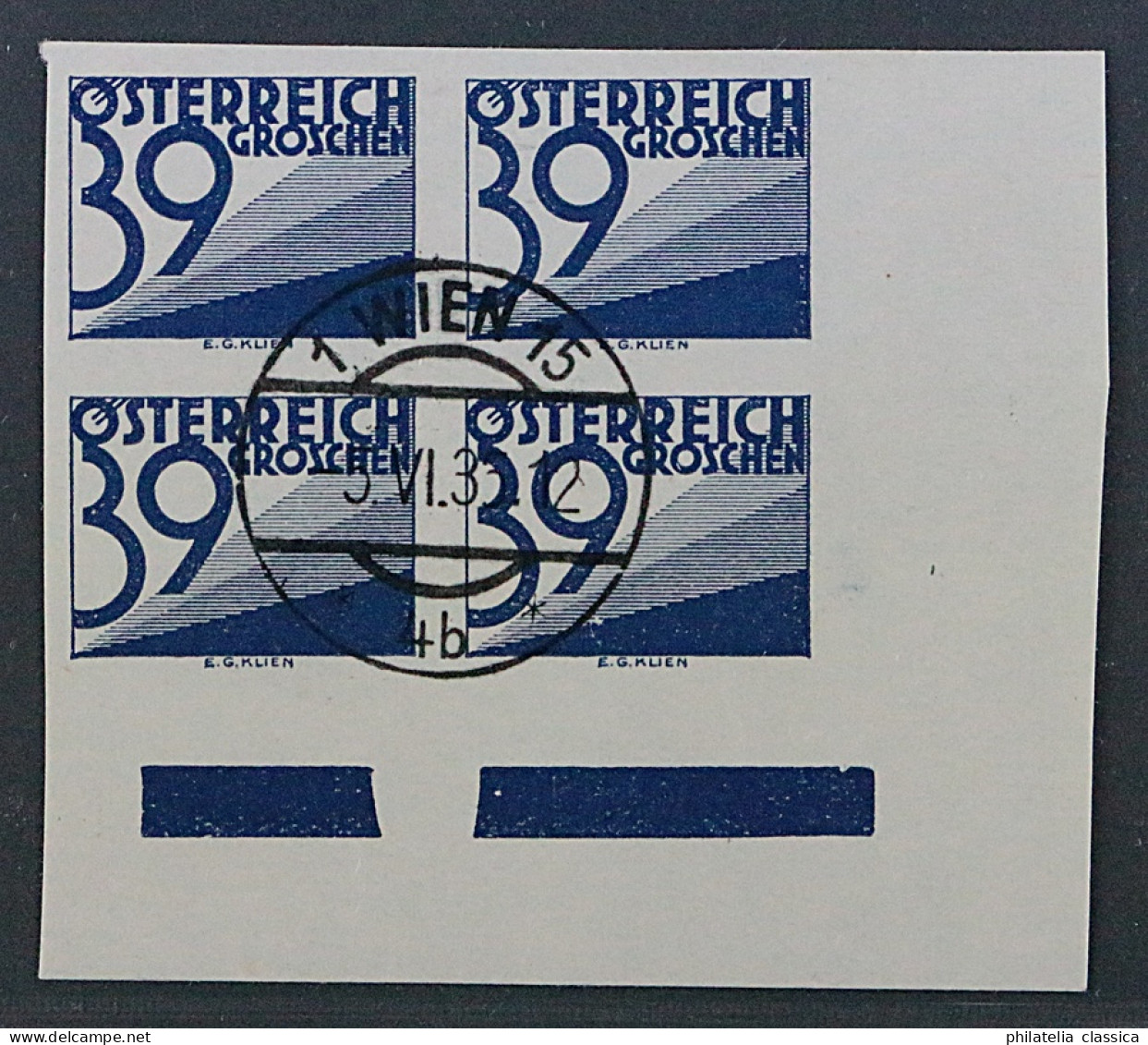 1925, PORTO 152 U, 39 H. Blau UNGEZÄHNT, VIERERBLOCK Gestempelt, Große RARITÄT ! - Postage Due