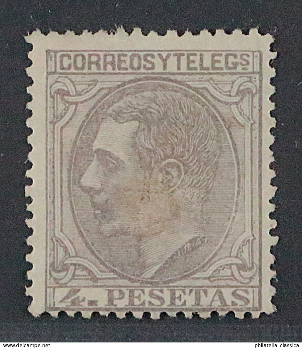 Spanien  184 *  1879, König Alfons 4 Pesetas, Originalgummi Mit Falz, KW 750,- € - Nuevos
