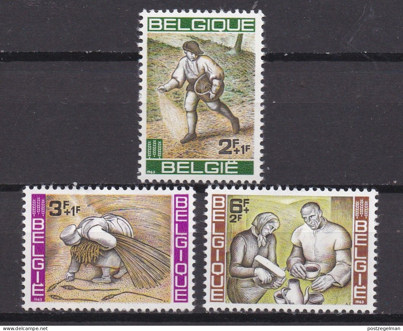 BELGIUM,1963, Hinged Stamp(s), Freedom Of Hunger , M1303-1305 , Scan 10393, - Ongebruikt