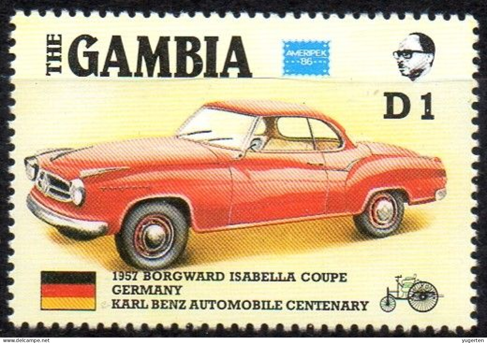 GAMBIA 1986 - 1v - MNH - Germany - Borgward Automobiles - Cars - Autos - Voitures - Auto - Coches - автомобилей - 汽车 - - Cars