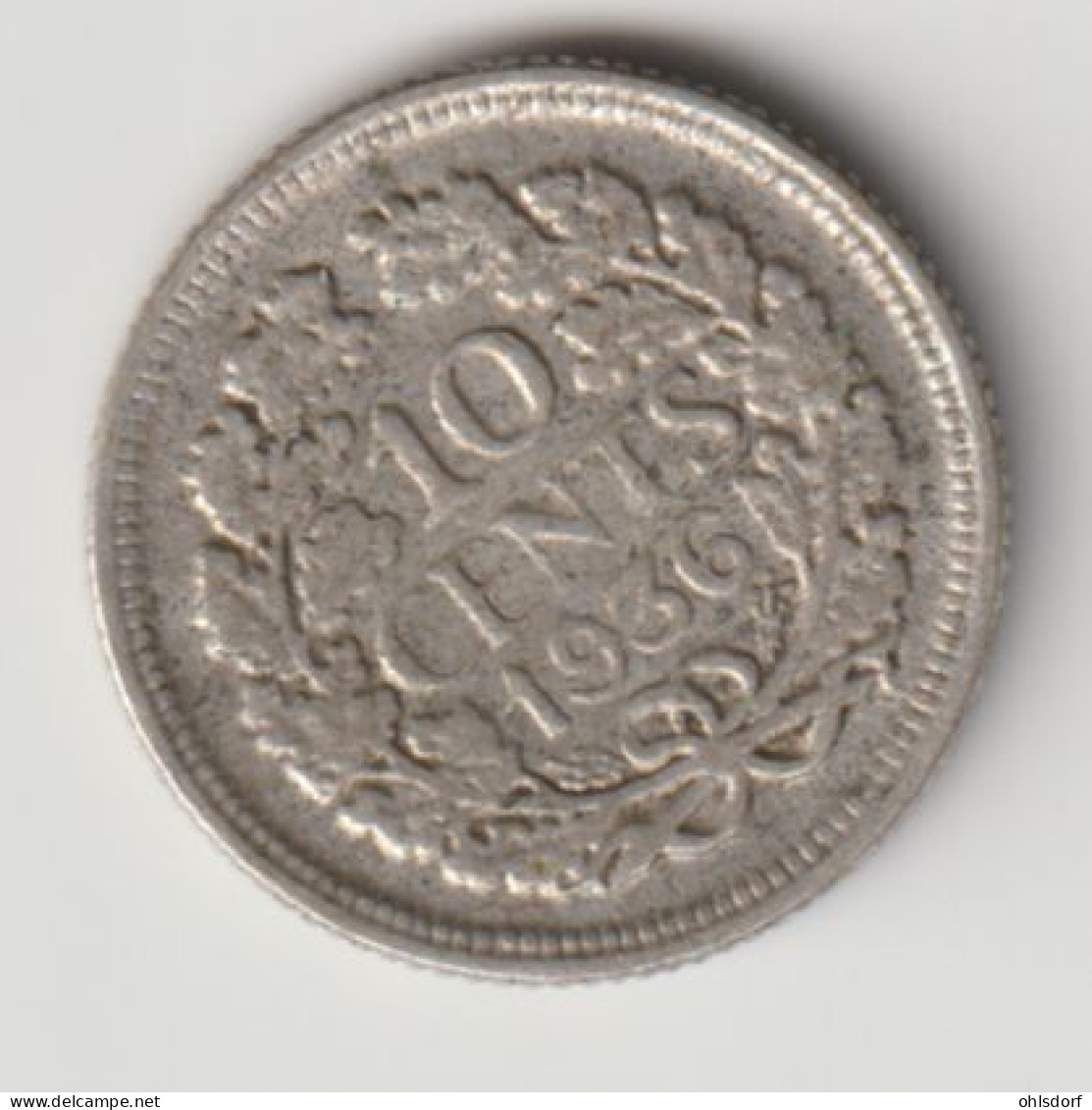 NEDERLAND 1936: 10 Cents, Silver, KM 164 - 10 Cent