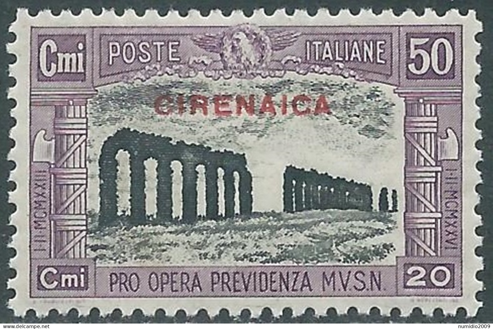 1929 CIRENAICA MILIZIA 50 CENT LUSSO MNH ** - P41-10 - Cirenaica