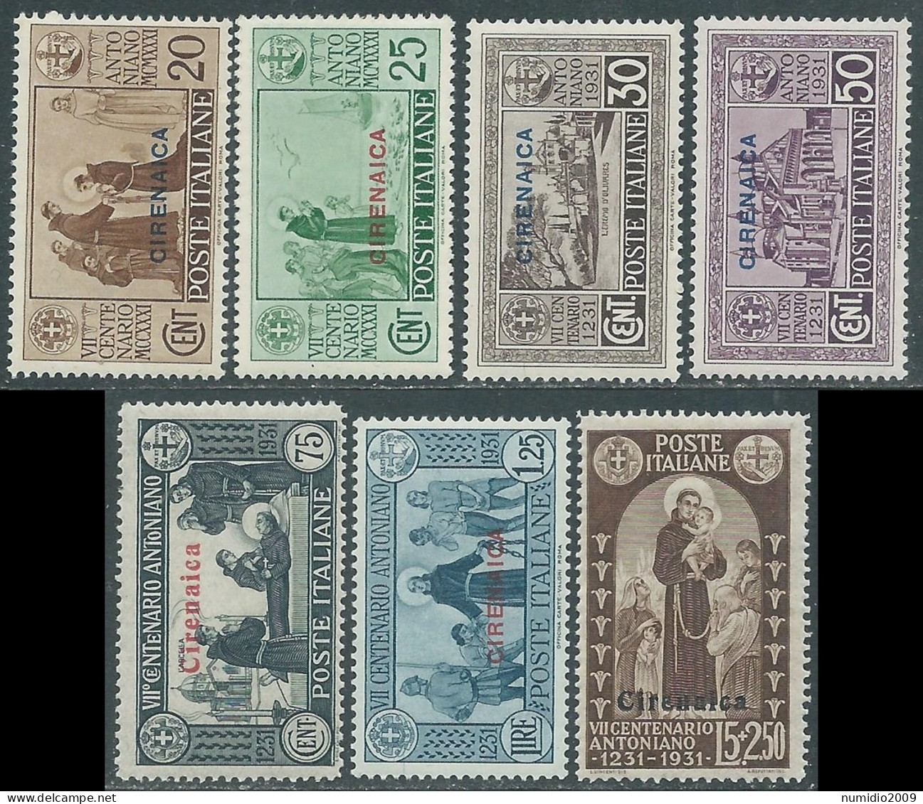 1931 CIRENAICA S. ANTONIO 7 VALORI MNH ** - P41-4 - Cirenaica