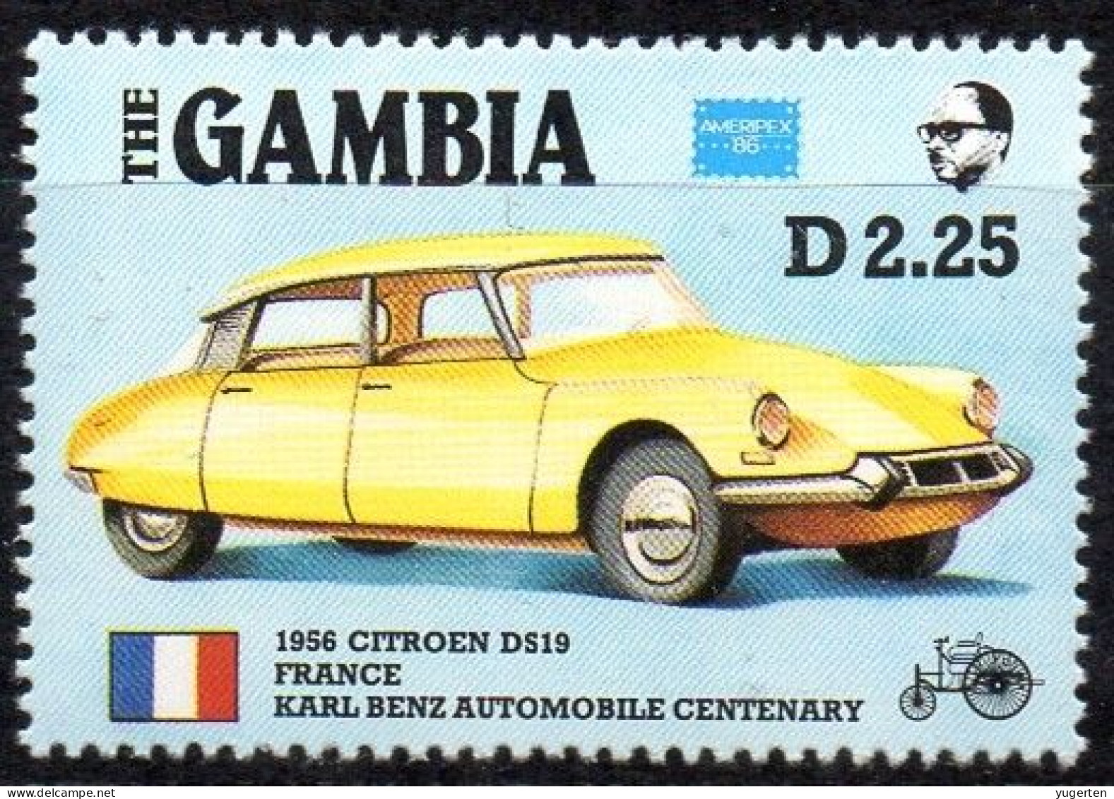 GAMBIA 1986 - 1v - MNH - France - Citroën Automobiles - Cars - Autos - Voitures - Auto - Coches автомобилей - 汽车 - Flag - Autos