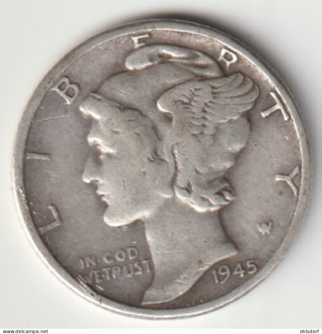 U.S.A. 1945: Dime, Silver, KM 140 - 1916-1945: Mercury (Mercurio)