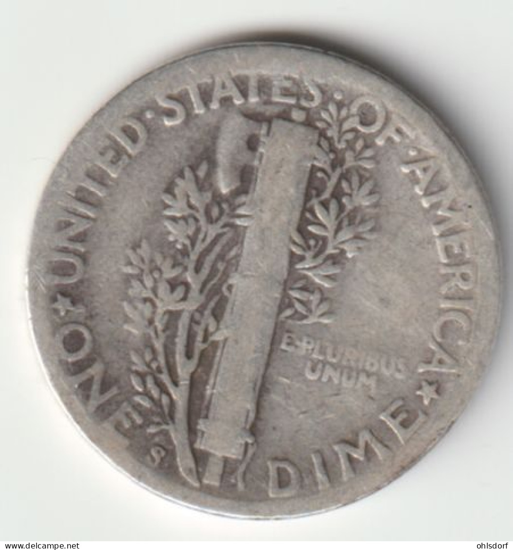 U.S.A. 1944: Dime, Silver, KM 140 - 1916-1945: Mercury (kwik)