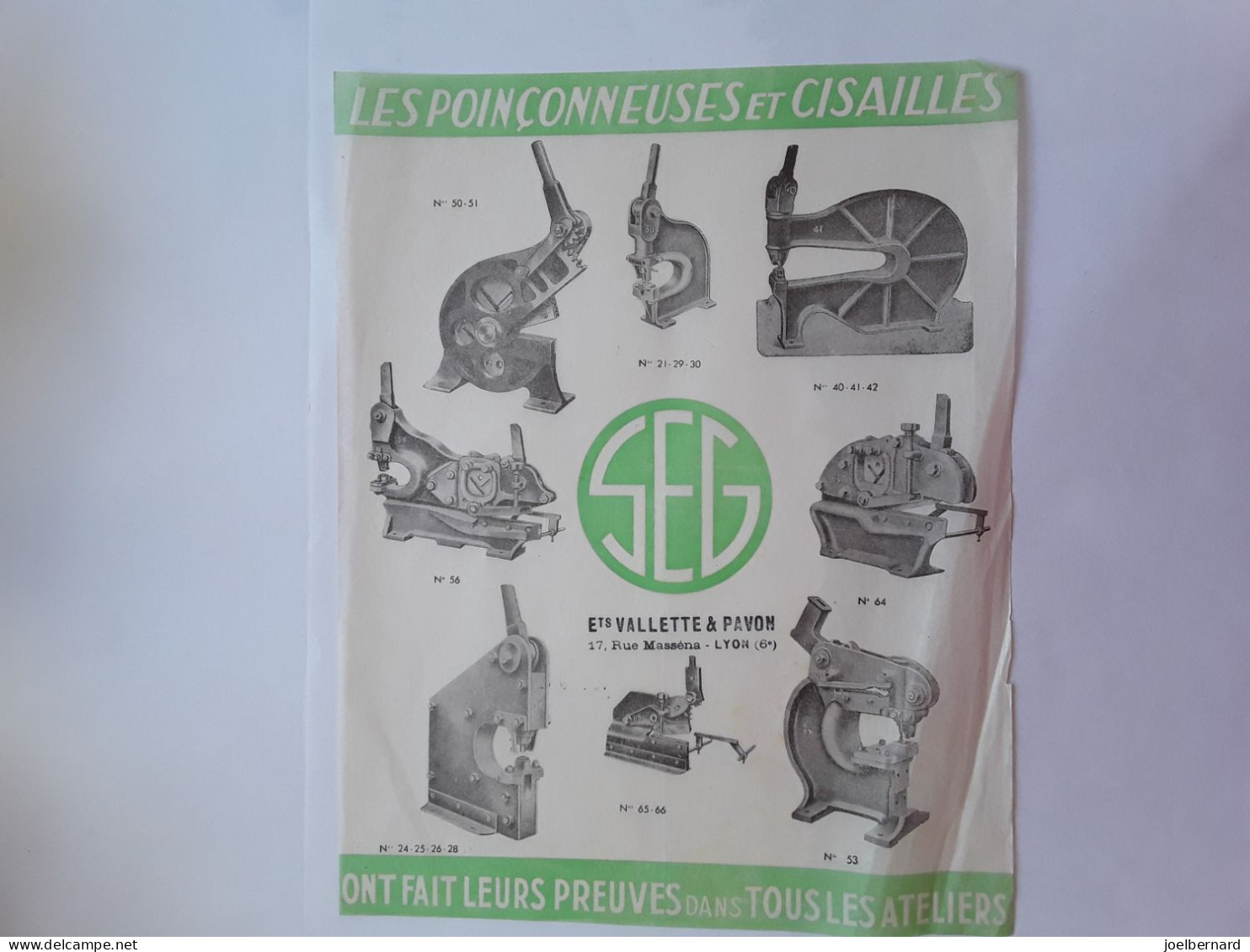 VALLETTE & PAVON LYON OUTILLEURS DE L'ENTREPRISE MODERNE LOT 5 FEUILLETS - Reclame