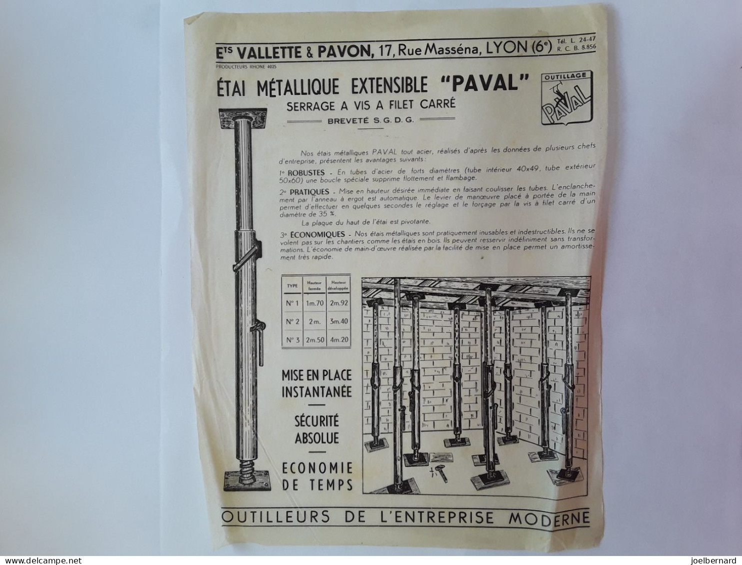 VALLETTE & PAVON LYON OUTILLEURS DE L'ENTREPRISE MODERNE LOT 5 FEUILLETS - Reclame