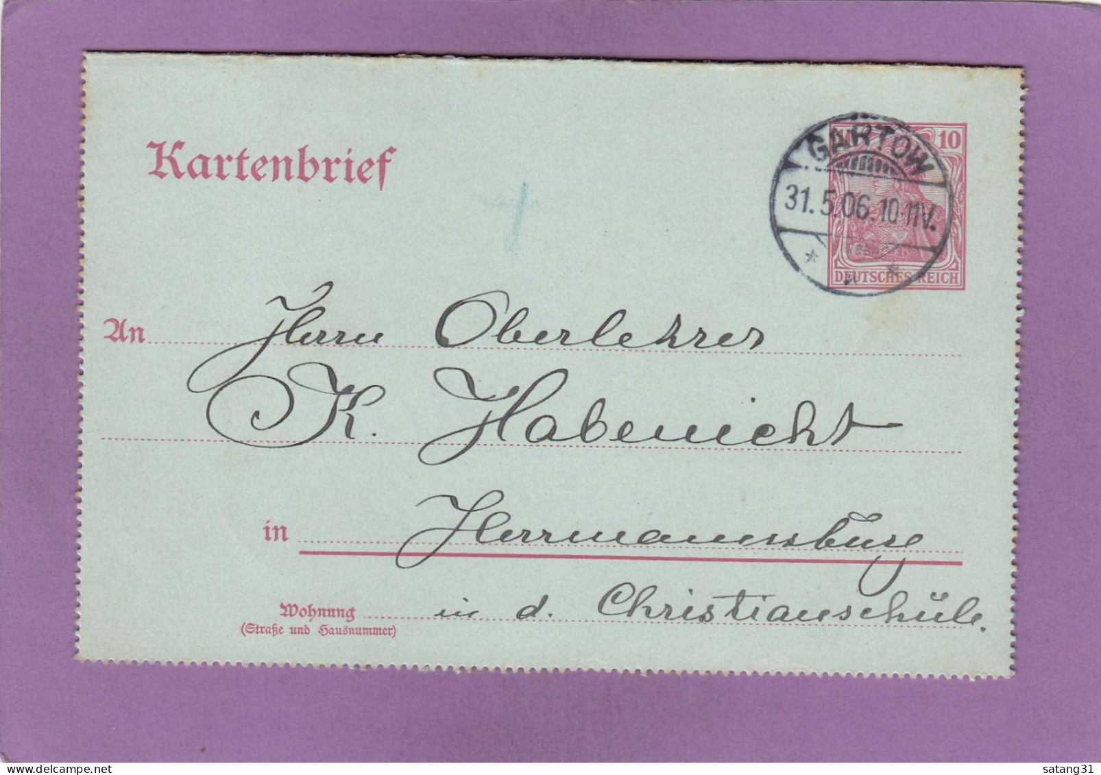 KARTENBRIEF AUS GARTOW NACH HERMANNSBURG. - Covers