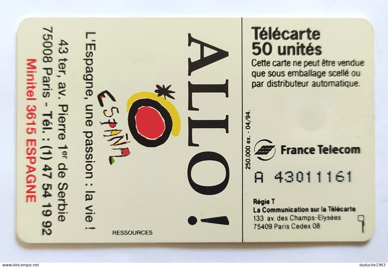 Télécarte France - Espagne Hola - Unclassified
