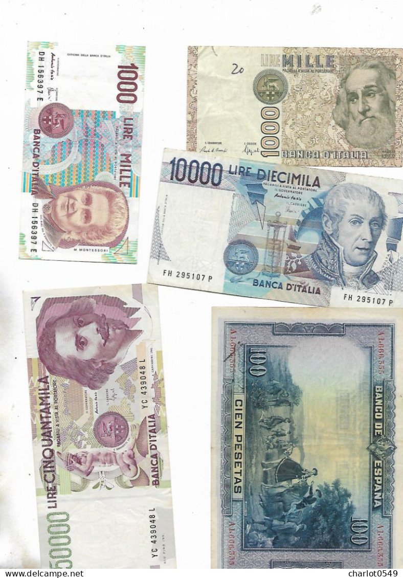 Lot De 38 Billets Italie 10 Allemegne 21 Pologne 1 Espagne 1 Saudi Arabian 1 Belgique 1 Plus 3 - Lots & Kiloware - Banknotes