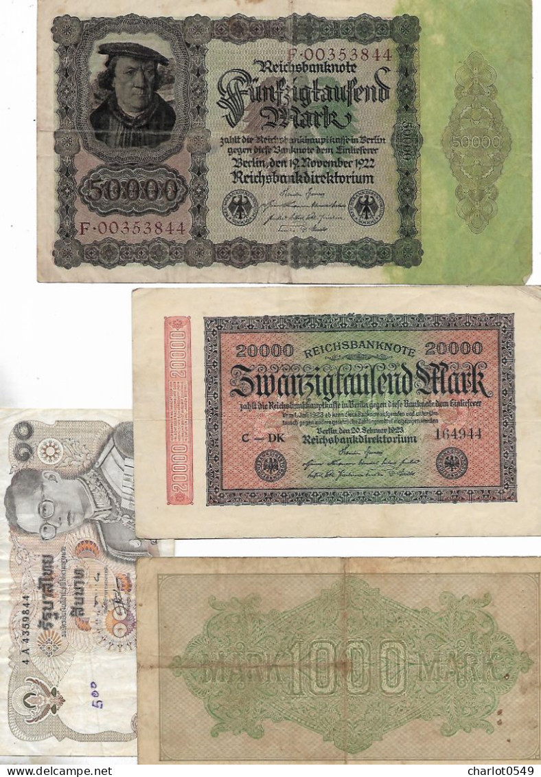 Lot De 38 Billets Italie 10 Allemegne 21 Pologne 1 Espagne 1 Saudi Arabian 1 Belgique 1 Plus 3 - Lots & Kiloware - Banknotes