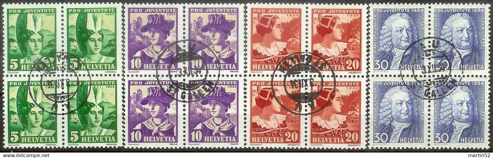 Schweiz Suisse Pro Juventute 1934: Zu WI 69-72 Mi 281-284 Yv 278-281 Mit ⊙ AU (ST.GALLEN) 3.XII.34 (Zumstein CHF 130.00) - Used Stamps