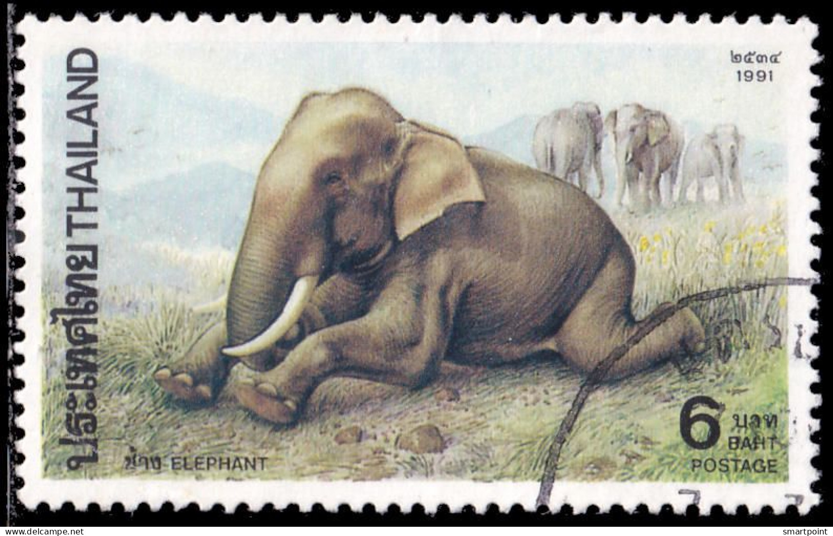 Thailand Stamp 1991 Elephants 6 Baht - Used - Thaïlande