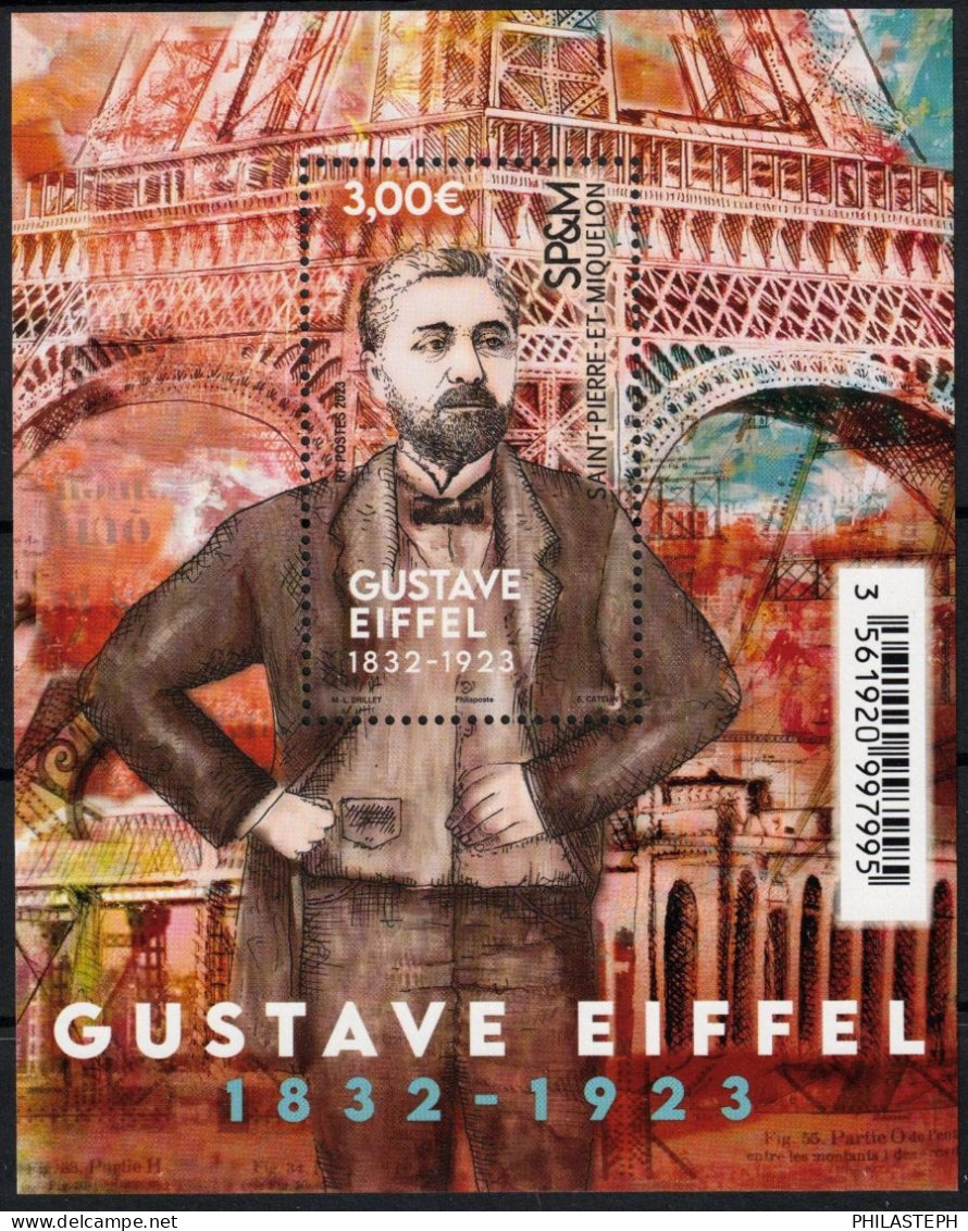 Saint Pierre Et Miquelon SPM 2023 **  Gustave Eiffel - Mini Feuillet - Bloc - Tour Eiffel - Neuf** - Unused Stamps
