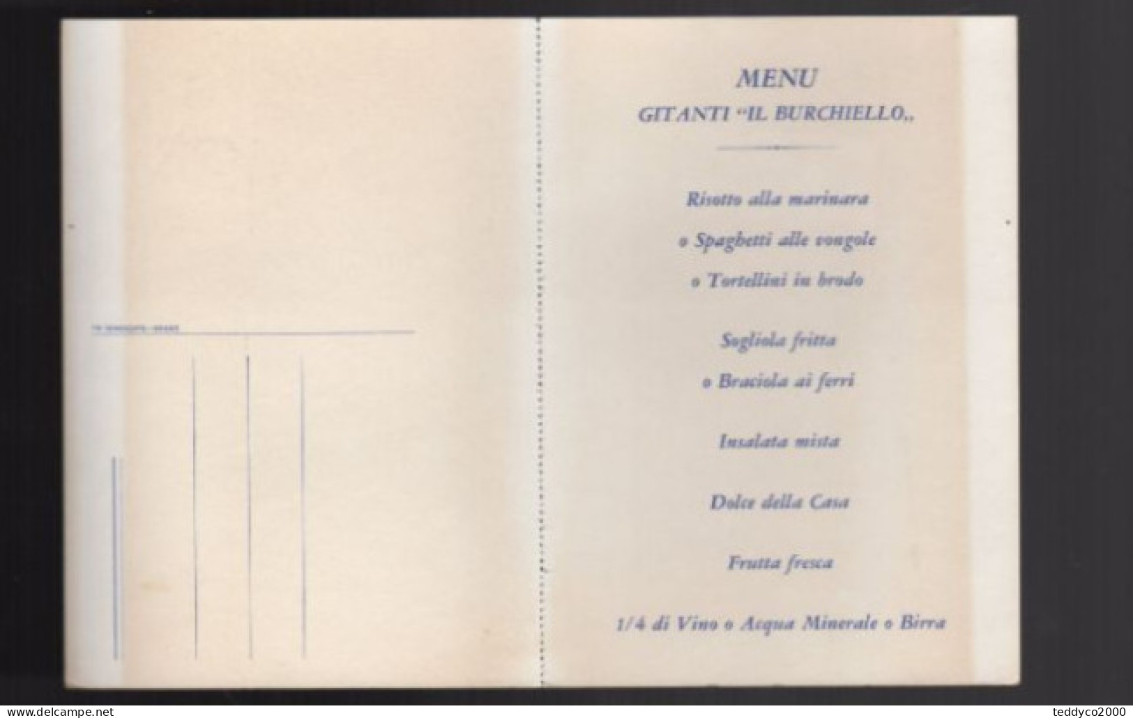 VENEZIA Il Burchiello Cartolina Menù - Menus