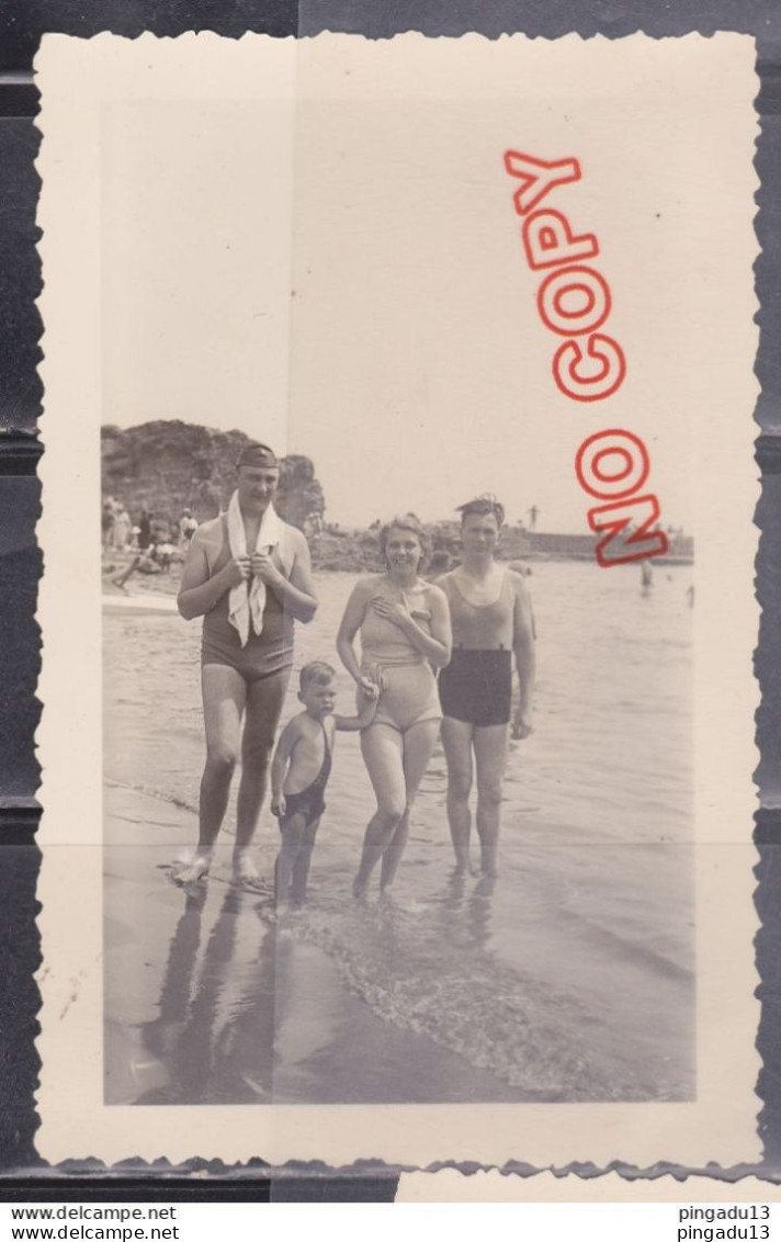 Fixe Homme Femme Plage Maillot De Bain Vers 1935 Beau Format Excellent état - Anonymous Persons