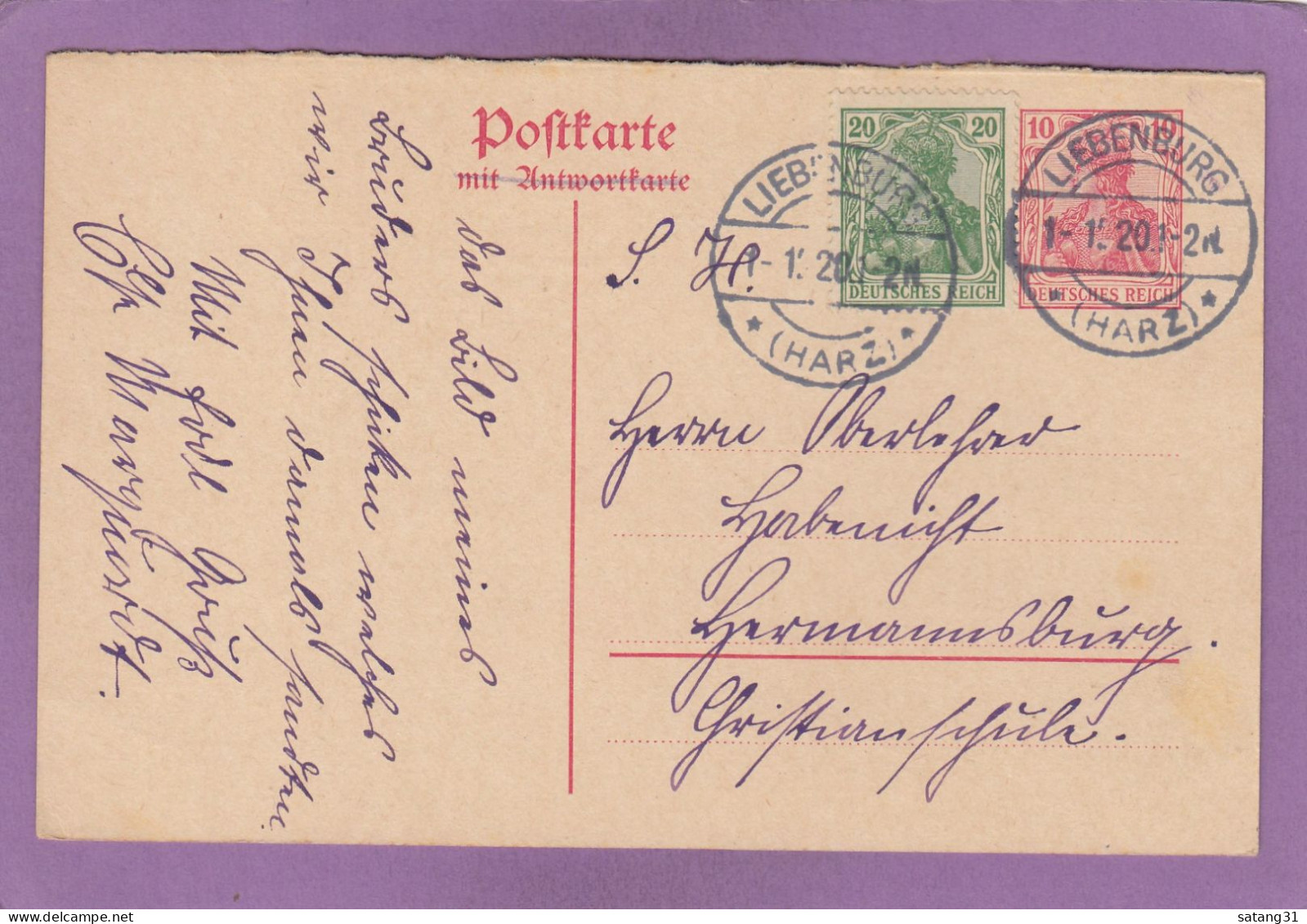 GANZSACHE (FRAGETEIL)  MIT STEMPEL " LIEBENBURG ". - Cartoline